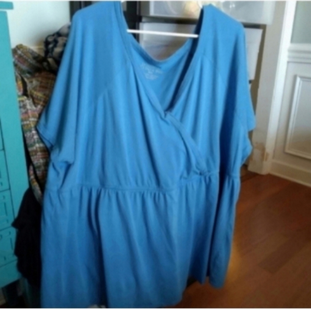 Jessica London Blue Women's Top 30/32 Wrap Style Bodice Peplum Waist Career